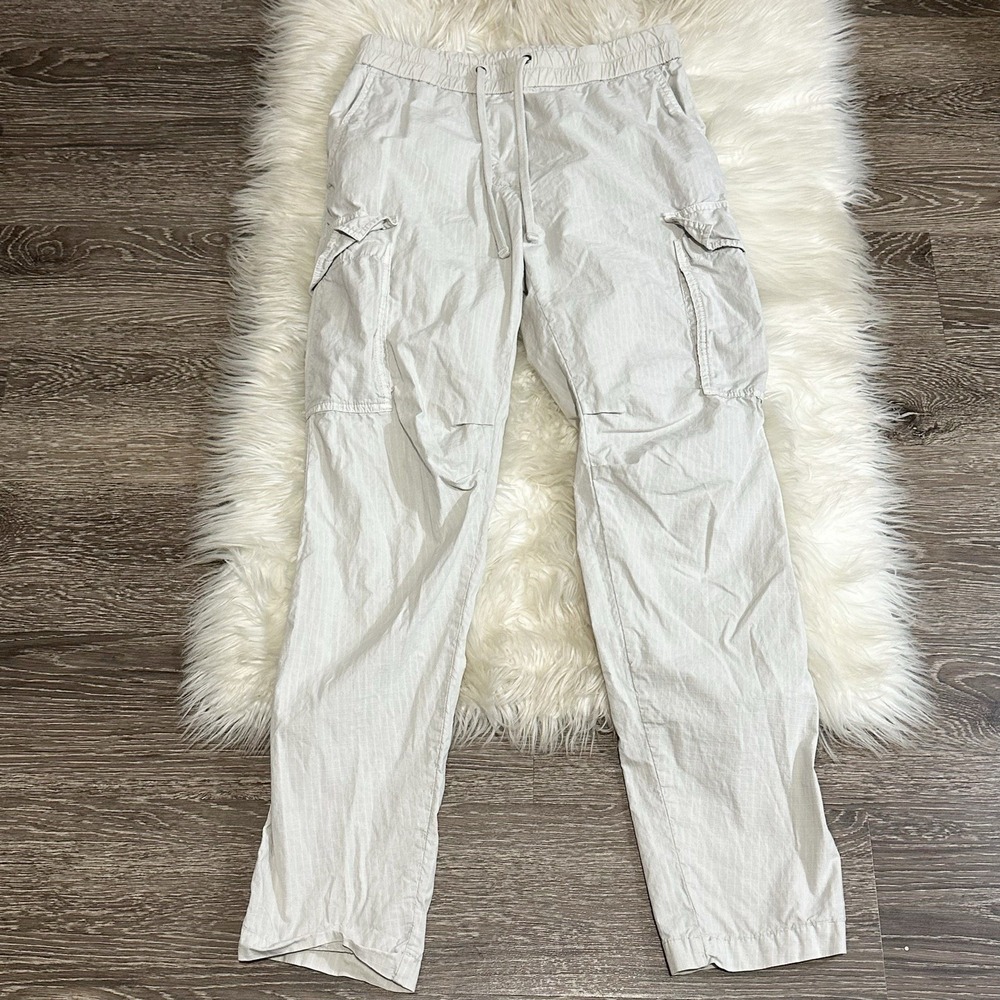 James Perse Womens Poplin Cargo Pull On Pants Size 1 Grid Print Travel WRSB1924